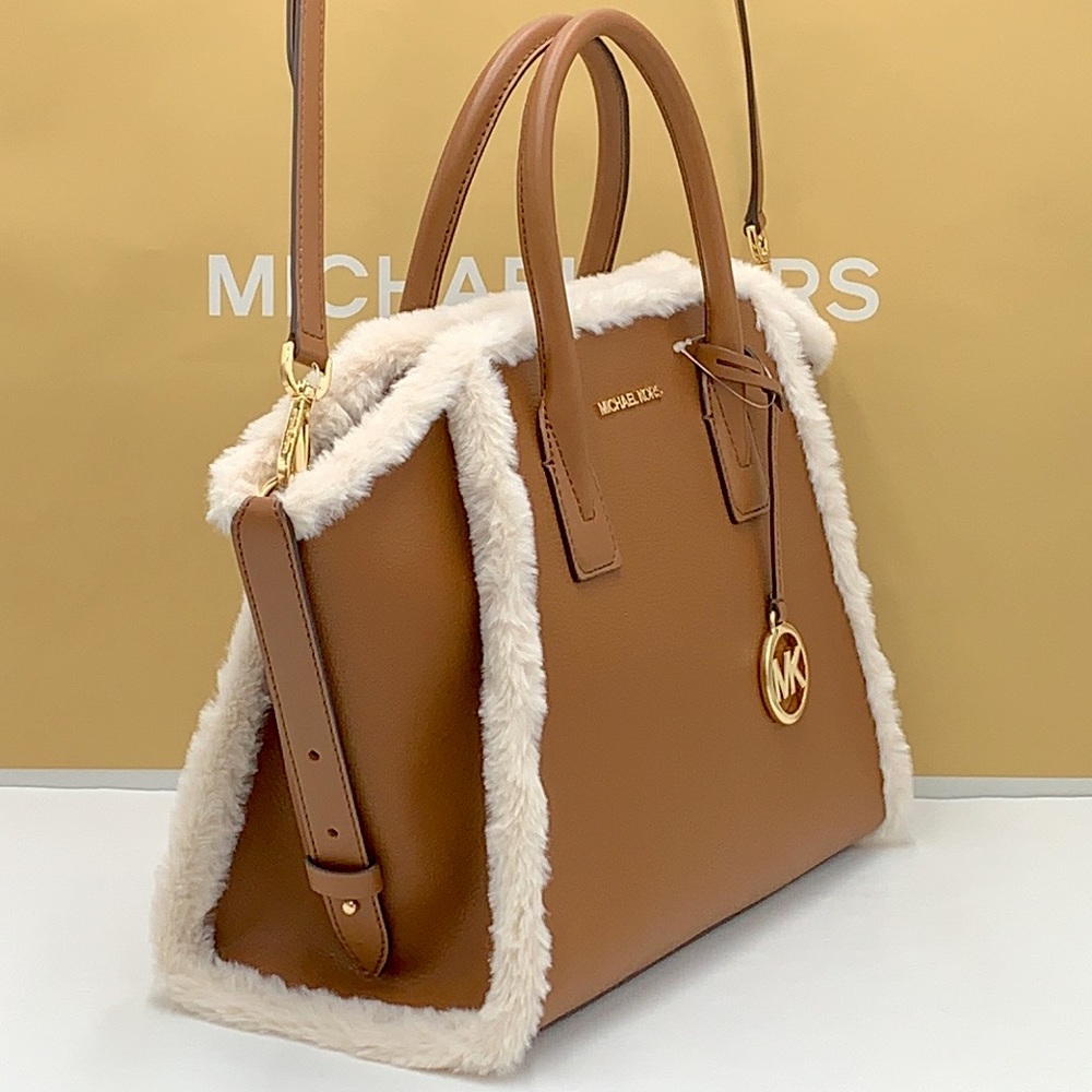 MICHAEL KORS AVRIL LARGE TOP ZIP SATCHEL LUGGAGE MULTI COLOR WITH FLUFFY - Picture 1 of 16